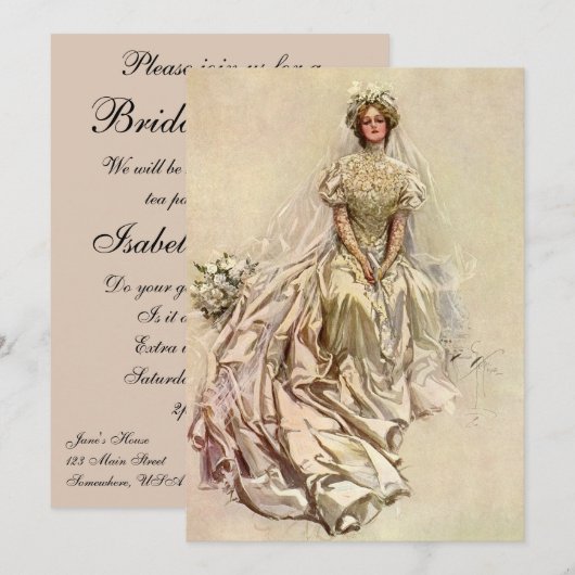  Victoriaans Bride, Vrijgezellenfeest Tea Party Kaart (Voorkant / Achterkant)