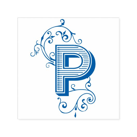  Victoriaans brief P Monogram Flourmaakt Zelfinktende Stempel (Design)