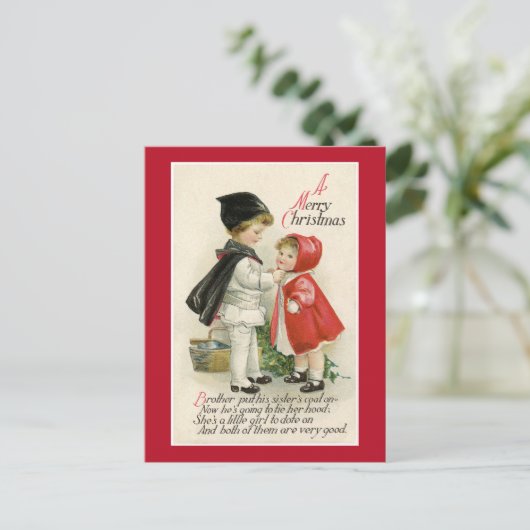  VICTORIAANS BRIEFKAART "A MERRY CHRISTMAS" (Staand voorkant)