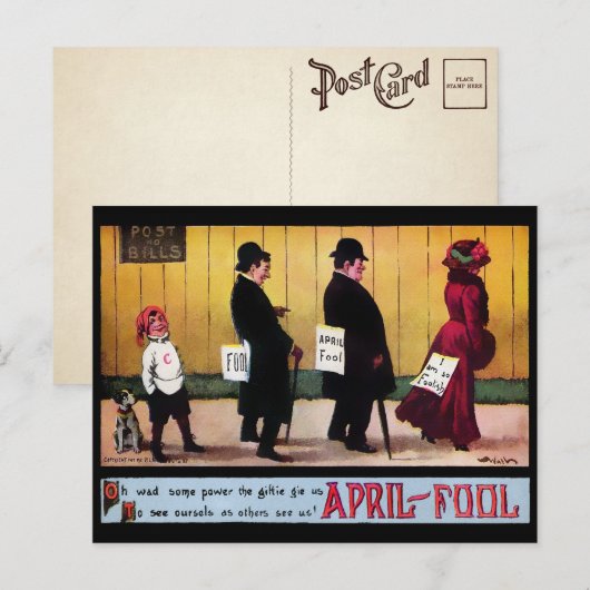 Victoriaans Briefkaart April Fools (Voorkant / Achterkant)