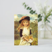  VICTORIAANS BRIEFKAART DAFFODIL GIRL (Staand voorkant)