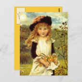  VICTORIAANS BRIEFKAART DAFFODIL GIRL (Voorkant / Achterkant)
