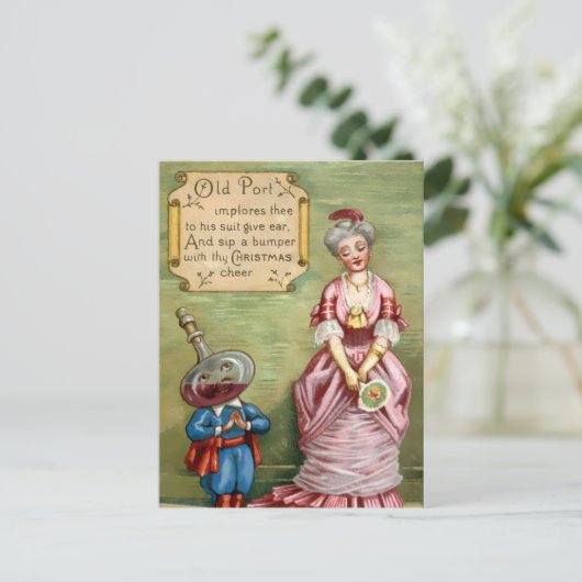 Victoriaans Briefkaart met Kerstmis met Oude Haven (Staand voorkant)