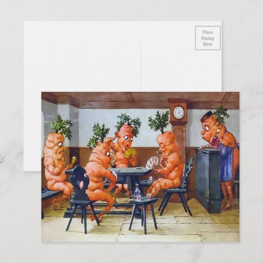 Victoriaans Briefkaart met wortelkaart (Voorkant / Achterkant)