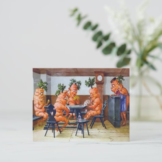 Victoriaans Briefkaart met wortelkaart (Staand voorkant)