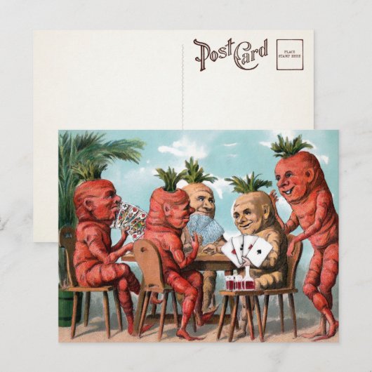 Victoriaans Briefkaart met wortelkaart (Voorkant / Achterkant)