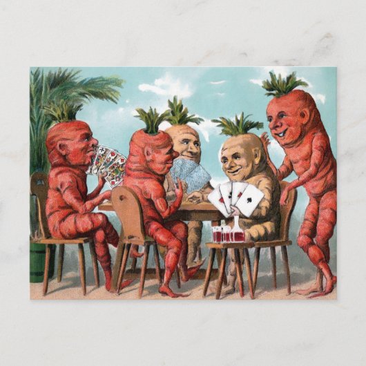 Victoriaans Briefkaart met wortelkaart (Voorkant)