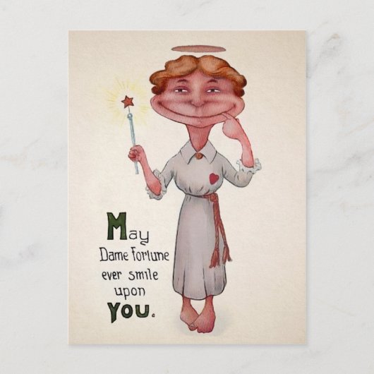 Victoriaans Briefkaart Odd Dame (Voorkant)