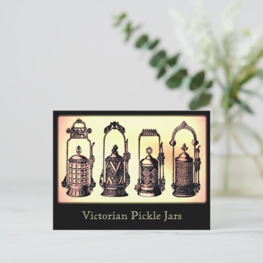 Victoriaans Briefkaart Pickle Jars (Staand voorkant)