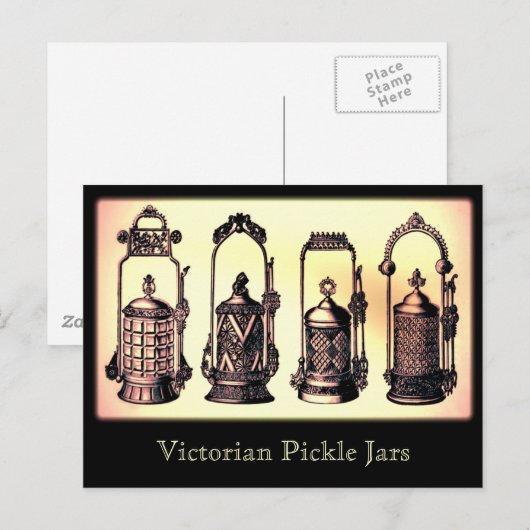 Victoriaans Briefkaart Pickle Jars (Voorkant / Achterkant)