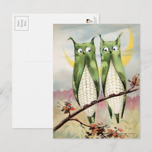 Victoriaans Briefkaart van Corn Owls (Voorkant / Achterkant)