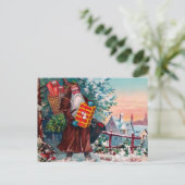 Victoriaans Briefkaart van de Kerstman (Staand voorkant)