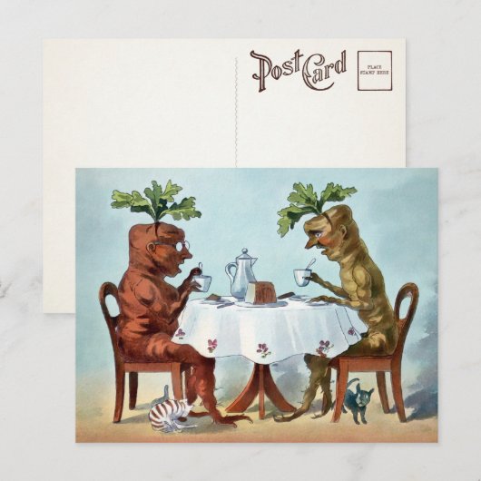 Victoriaans Briefkaart van de Tijd van de Wortel (Voorkant / Achterkant)