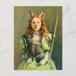 Victoriaans Briefkaart van Fox Girl