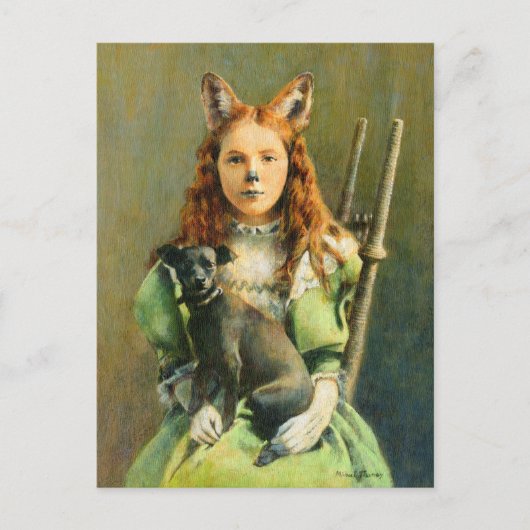 Victoriaans Briefkaart van Fox Girl (Voorkant)