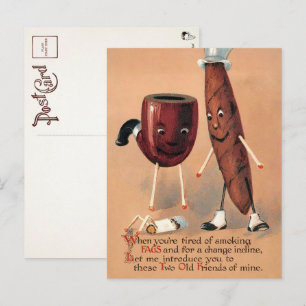 Victoriaans Briefkaart voor het roken van tandwiel