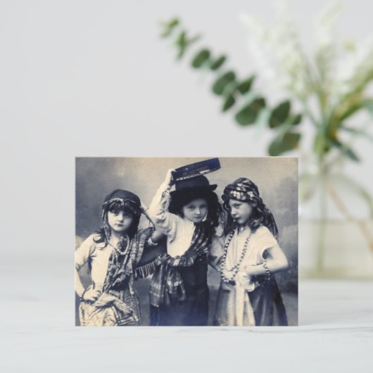 Victoriaans Briefkaart voor zigeunerkinderen (Staand voorkant)