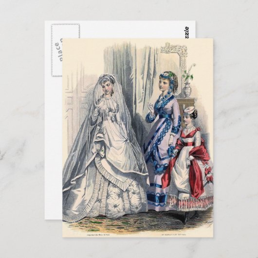 Victoriaans bruid en dienstmeisjes van eer briefkaart (Voorkant / Achterkant)