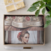  Victoriaans bruid met rode rozen boeket Tissuepapier (Geschenk)