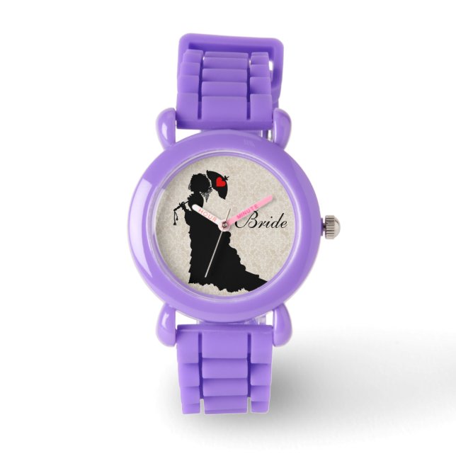 Victoriaans bruid - rood glitter horloge (Voorkant)