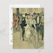 Victoriaans bruidbruid en bruidegom sparen de Datu Aankondigingskaart (Voorkant / Achterkant)