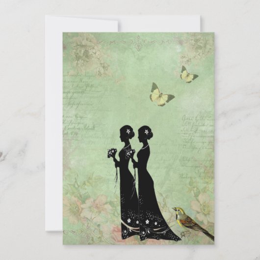 , Victoriaans bruiden, huwelijksuitnodiging Kaart (Voorkant)