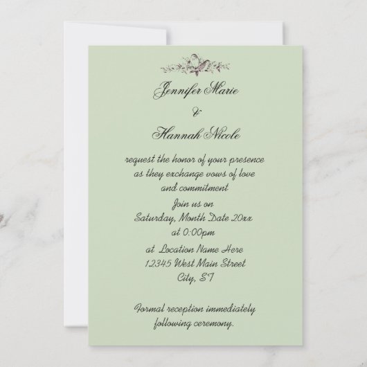 , Victoriaans bruiden, huwelijksuitnodiging Kaart (Achterkant)