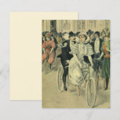 Victoriaans bruidspaar pasgetrouwd op de fiets kaart (Voorkant / Achterkant)