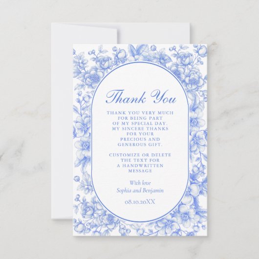 Victoriaans bruiloft Bloemen Iets blauw Bedankkaart (Voorkant)