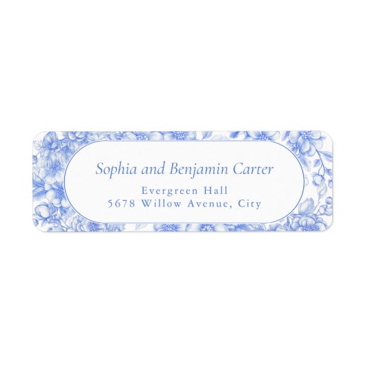 Victoriaans bruiloft Bloemen Iets blauw Etiket (Voorkant)