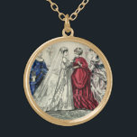 Victoriaans bruiloft Bridal-portret Goud Vergulden Ketting<br><div class="desc">illustratie: Victoriaans liefde en romance bruiloft afbeelding met de bruid in haar traditionele trouwjurk die klaar is voor de bruiloft met haar moeder,  het eersterangsmeisje en haar bruidsmeisje.</div>