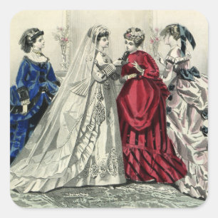  Victoriaans bruiloft Bridal-portret Vierkante Sticker