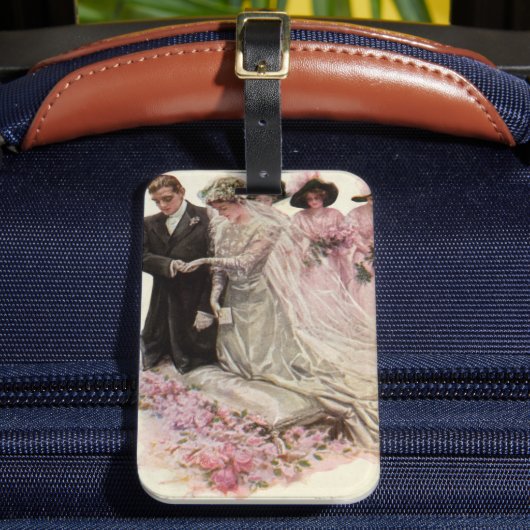  Victoriaans bruiloft-ceremonie Bride en Groom Bagagelabel (Voorkant Insitu 2)