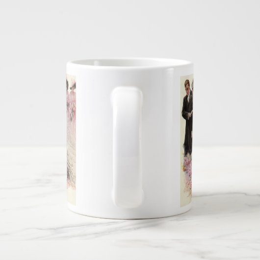  Victoriaans bruiloft-ceremonie Bride en Groom Grote Koffiekop (Achterkant)
