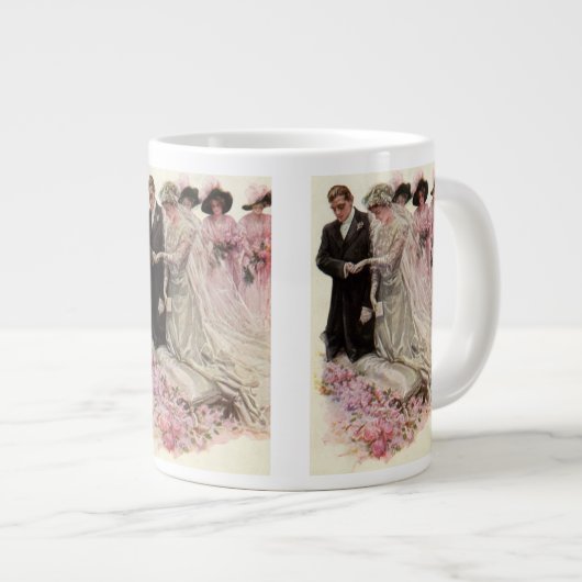  Victoriaans bruiloft-ceremonie Bride en Groom Grote Koffiekop (Voorkant rechts)