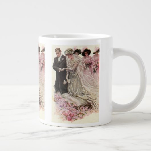  Victoriaans bruiloft-ceremonie Bride en Groom Grote Koffiekop (Rechts)