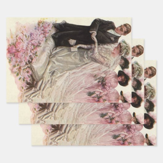  Victoriaans bruiloft-ceremonie Bride en Groom Inpakpapier Vel (Set)