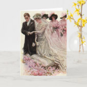  Victoriaans bruiloft-ceremonie Bride en Groom Kaart (Gele Bloem)