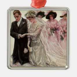  Victoriaans bruiloft-ceremonie Bride en Groom Metalen Ornament