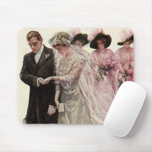  Victoriaans bruiloft-ceremonie Bride en Groom Muismat (Met muis)