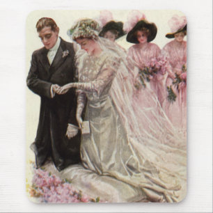 Victoriaans bruiloft-ceremonie Bride en Groom Muismat