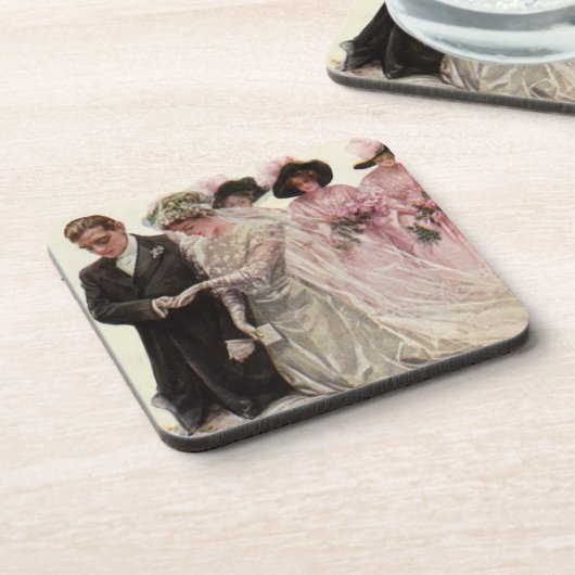  Victoriaans bruiloft-ceremonie Bride en Groom Onderzetter (Linkerzijde)