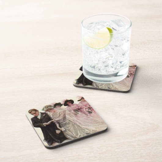  Victoriaans bruiloft-ceremonie Bride en Groom Onderzetter (Rechterzijde)