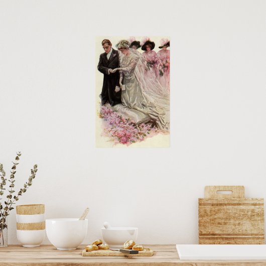  Victoriaans bruiloft-ceremonie Bride en Groom Poster (Keuken)