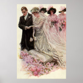  Victoriaans bruiloft-ceremonie Bride en Groom Poster