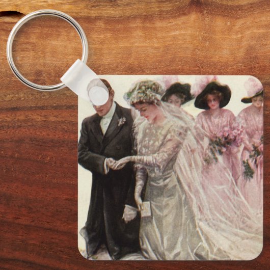  Victoriaans bruiloft-ceremonie Bride en Groom Sleutelhanger (Voorkant)
