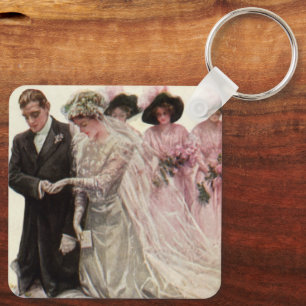 Victoriaans bruiloft-ceremonie Bride en Groom Sleutelhanger