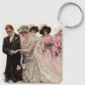Victoriaans bruiloft-ceremonie Bride en Groom Sleutelhanger (Achterkant)