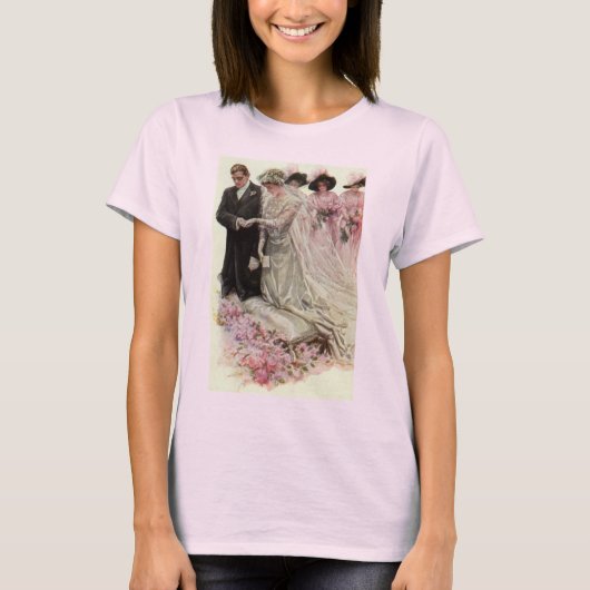  Victoriaans bruiloft-ceremonie Bride en Groom T-shirt (Voorkant)