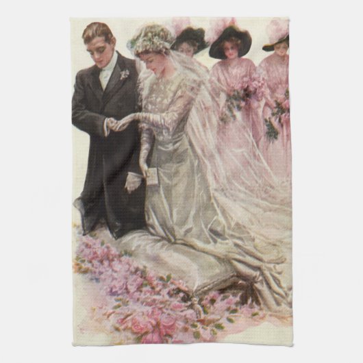 Victoriaans bruiloft-ceremonie Bride en Groom Theedoek (Verticaal)